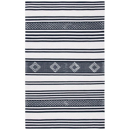 Safavieh 9 x 12 ft. Striped Kilim Contemporary Rectangle Hand Woven Rug Black & Ivory STK511Z-9